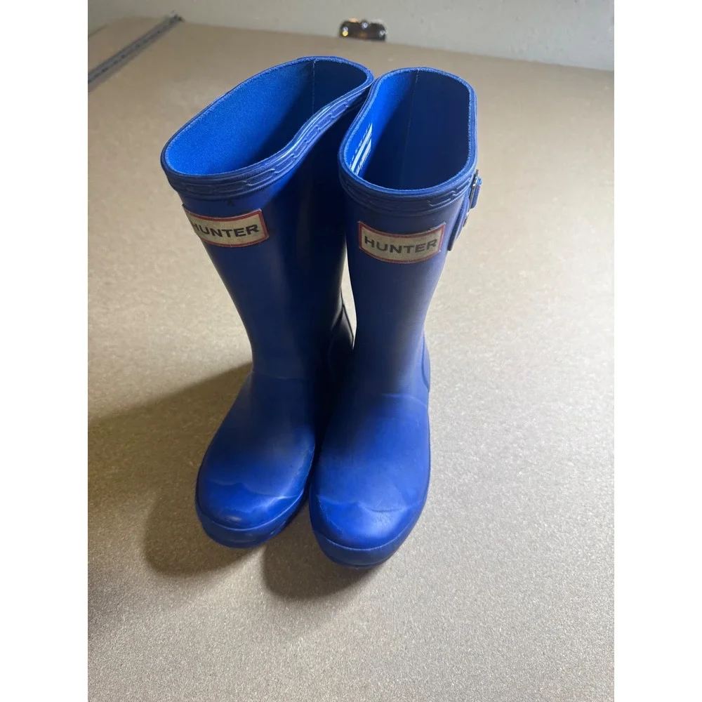 Hunter‎ Original Kids Rain Boots Blue Waterproof Rubber Wellington Size 13 1 J1
